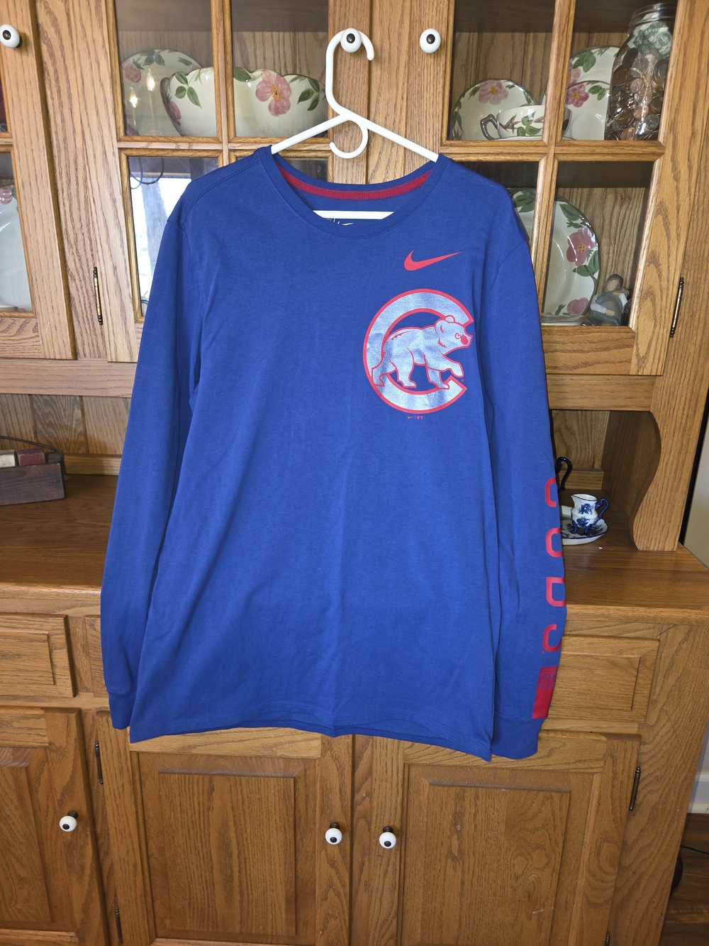 Nike Royal Blue & Red Chicago Cubs Long Sleeve Tee